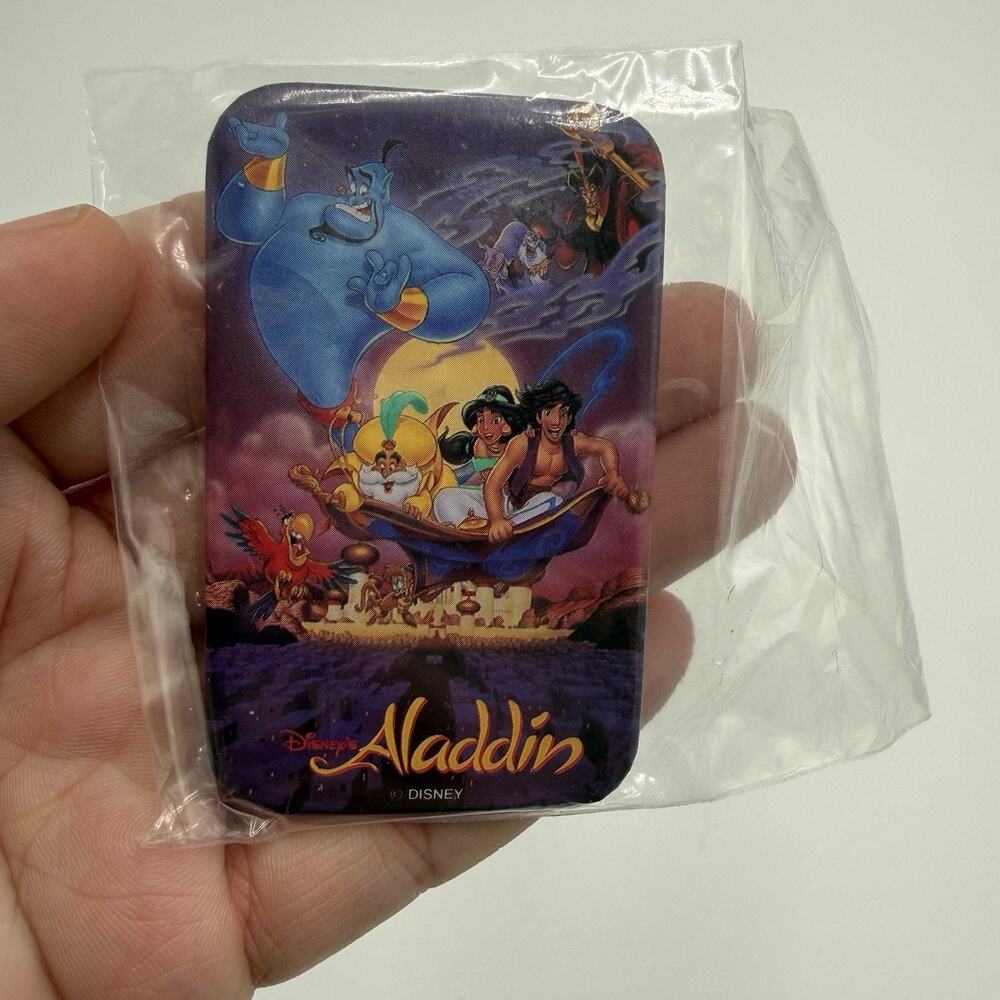 Vintage Disney Aladdin Large Metal Pin Brooch 1990s Genie Movie Art